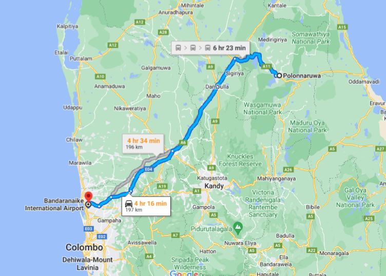 Polonnaruwa City to Colombo Airport (CMB) Private Transfer