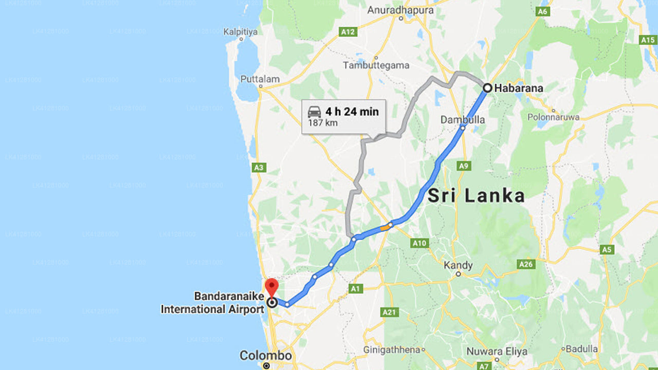 Habarana City to Colombo Airport (CMB) Private Transfer