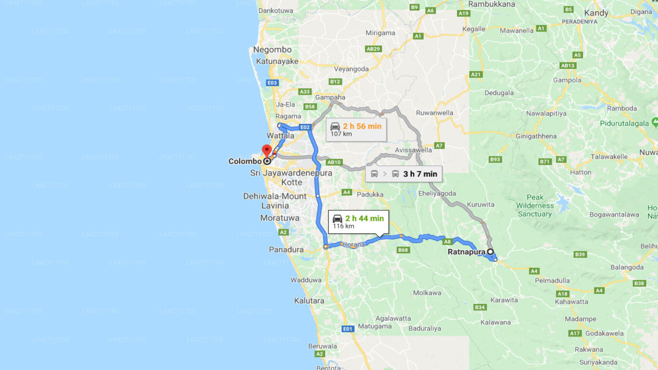 Ratnapura City to Colombo City Private Transfer