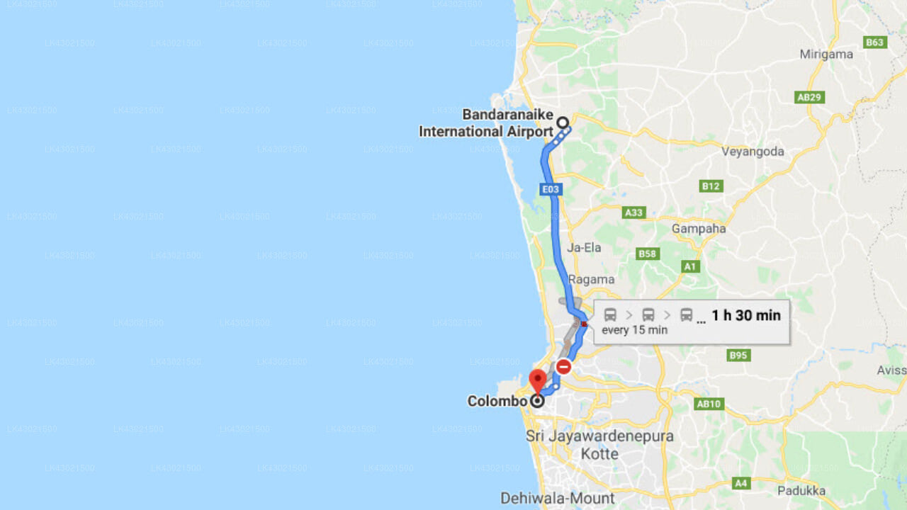 Transfer between Colombo (CMB) Airport and The Kingsbury, Colombo