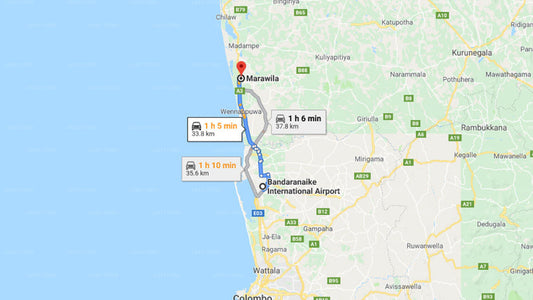 Transfer between Colombo Airport (CMB) and Palm Haven Hotel, Marawila