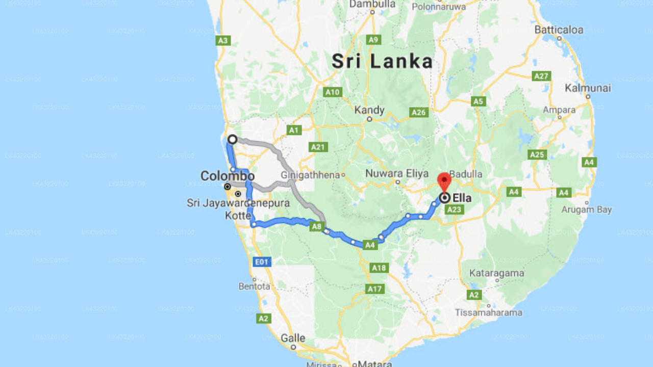Transfer between Colombo Airport (CMB) and Laura, Ella