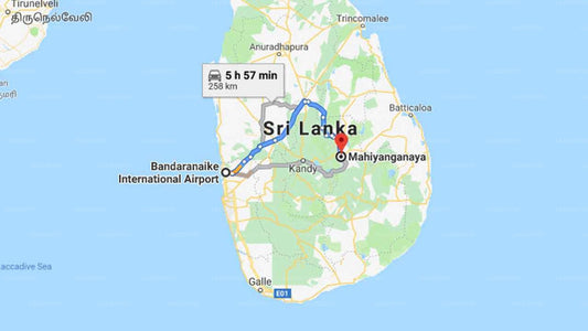 Transfer between Colombo Airport (CMB) and Public Administration Rest, Mahiyanganaya