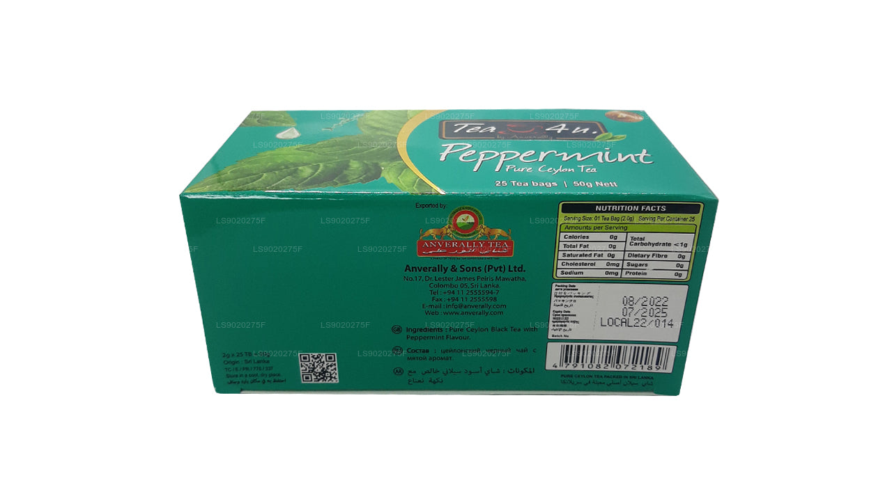 Tea4U Peppermint Pure Ceylon Tea (50g) 25 Tea Bags